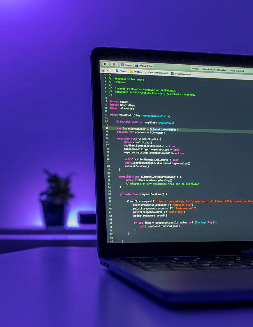 Laptop with Coding on Screen Data Privacy Services in South Africa. Bespoke Homey & Home Assistant automation. Expert iOS/iPadOS hardening, Linux installation, and Big Tech removal. Secure your home and data today in SA.